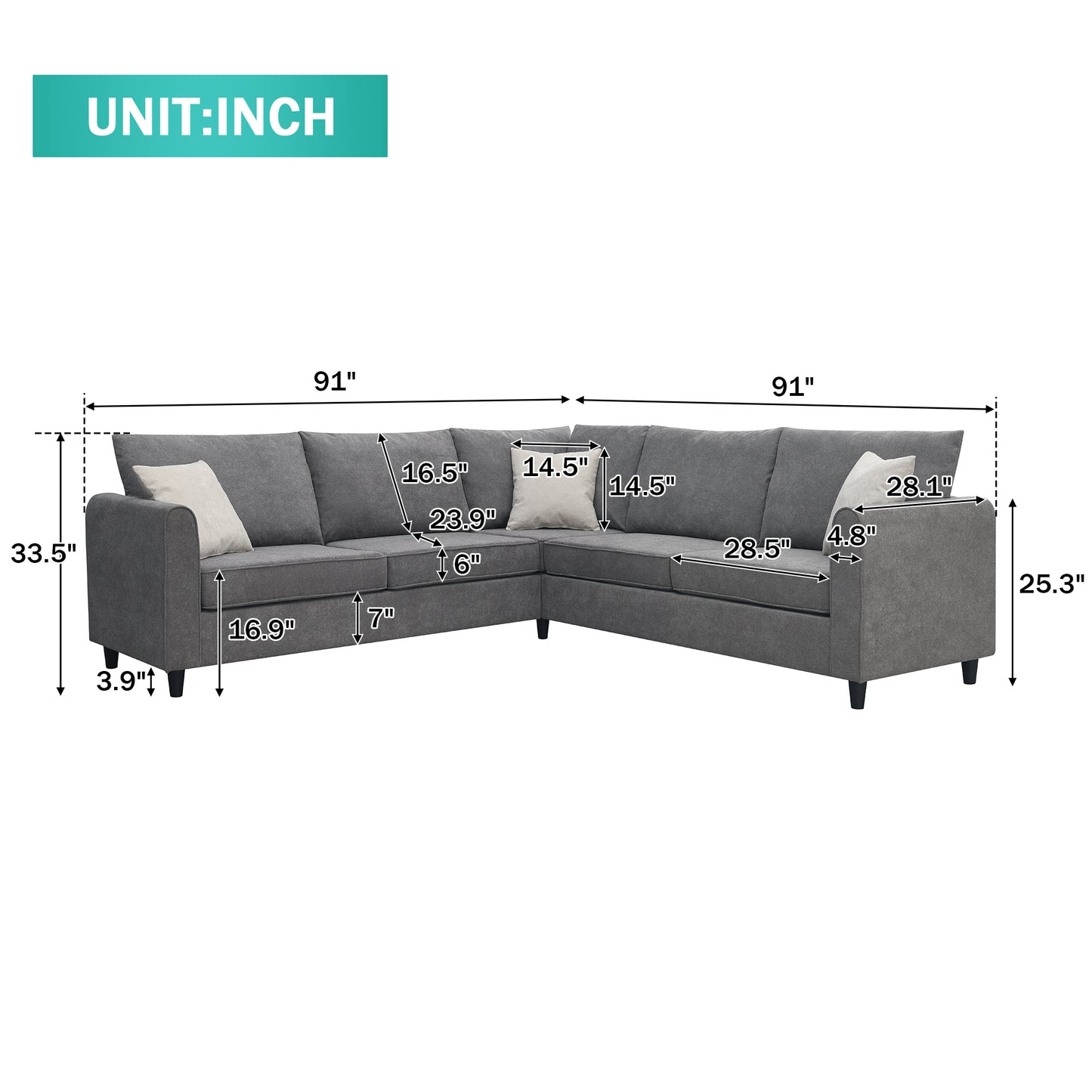 Luxury Comfort Living: Modern L-Shaped Sectional Sofa