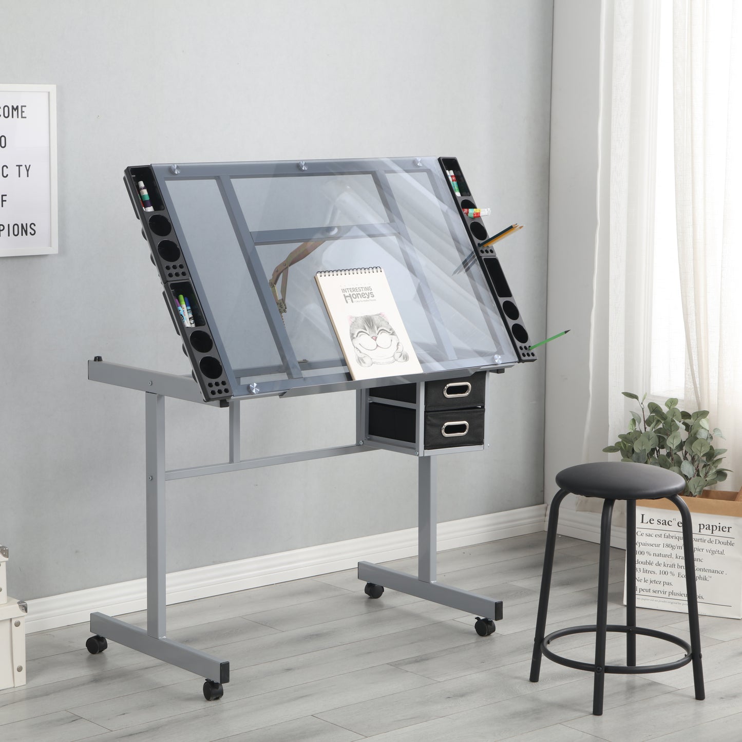 Adjustable Art Drawing Desk Craft Station Drafting