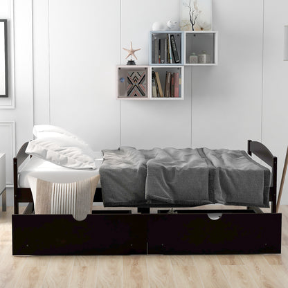 Espresso Dream Twin Platform Bed with Dual Drawers