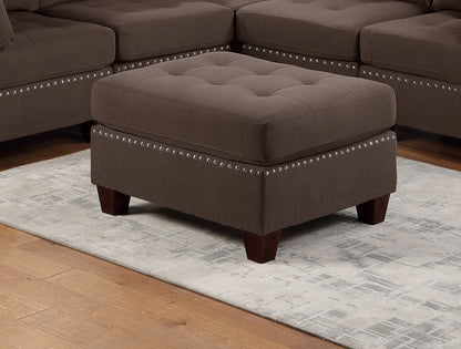 Tufted Fabric Ottoman - Coffee