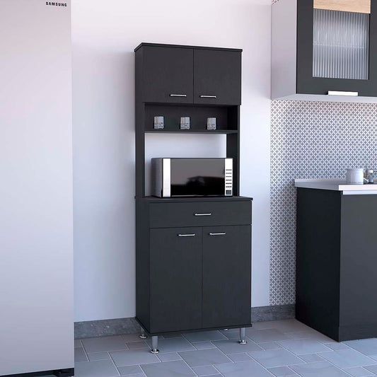 Pure Kitchen Pantry with Countertop - Black