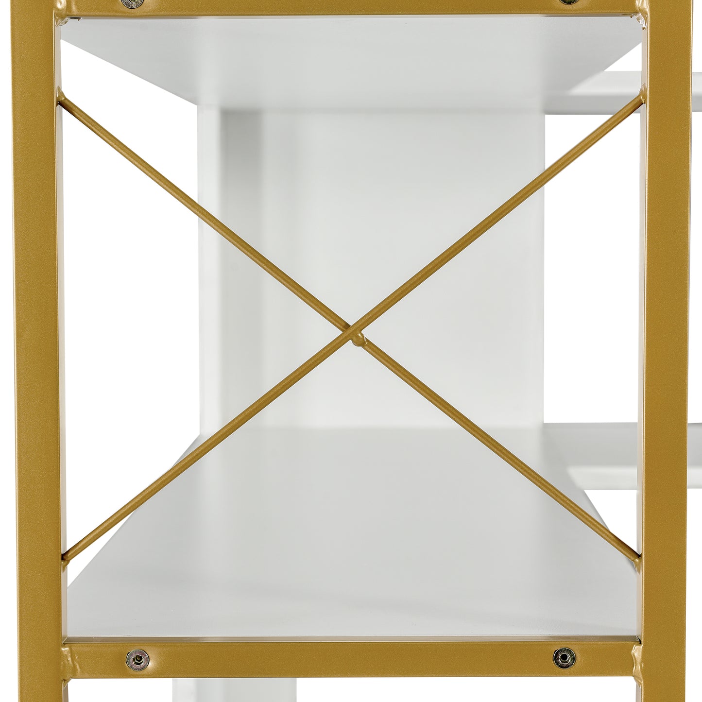 L-Shaped Corner Bookcase - Golden+White