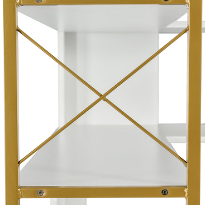L-Shaped Corner Bookcase - Golden+White