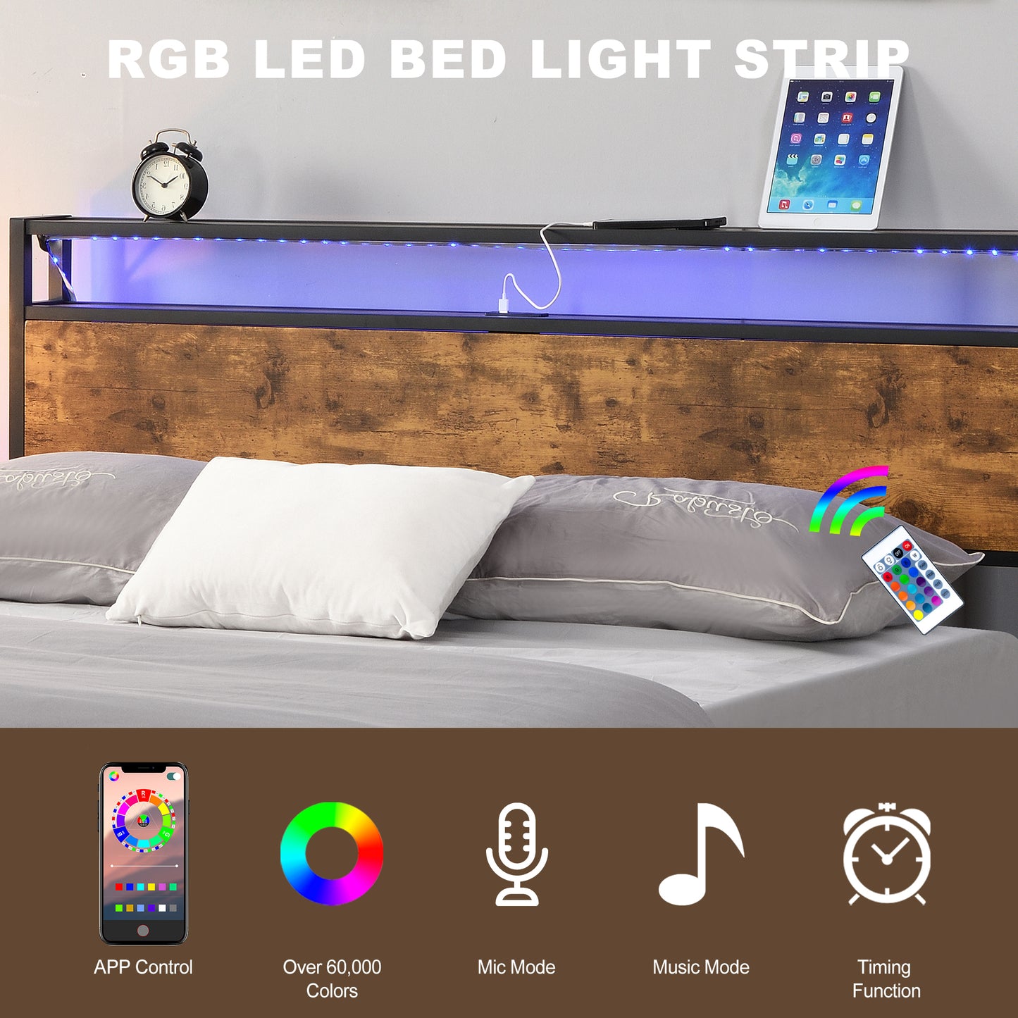 Rustic Glow Queen Bed Frame