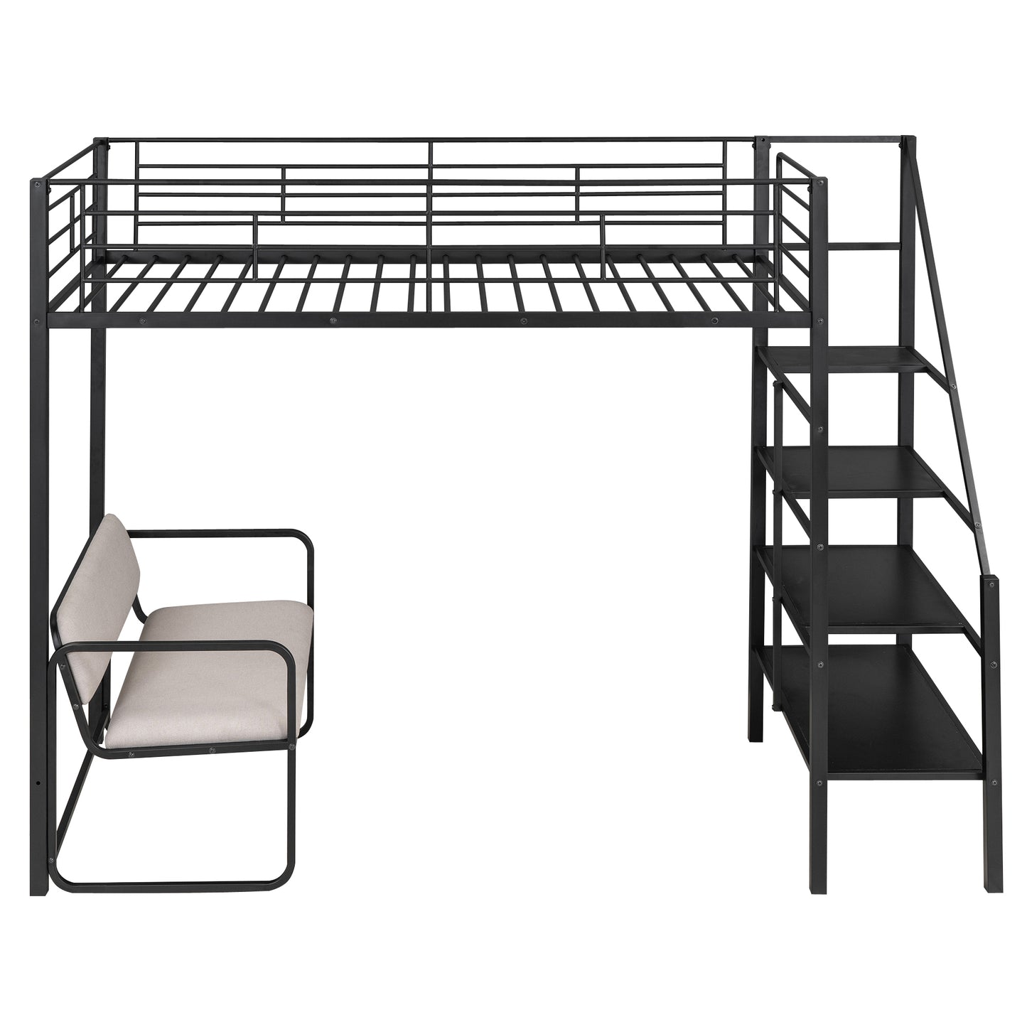 Black Beauty Loft Bed With Bench