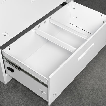Metal Steel 2 Drawer Lateral Filing Cabinet - White