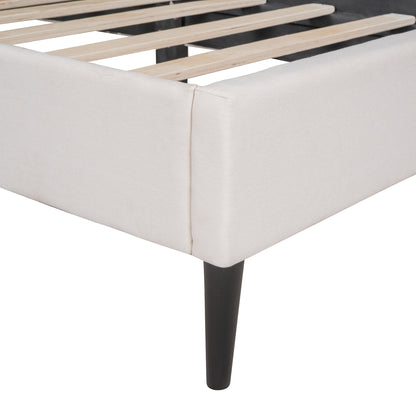 Ukin Twin Size Upholstered Linen Platform Bed - Beige
