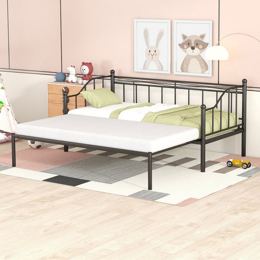 Alison Twin Size Metal Daybed with Trundle - Black
