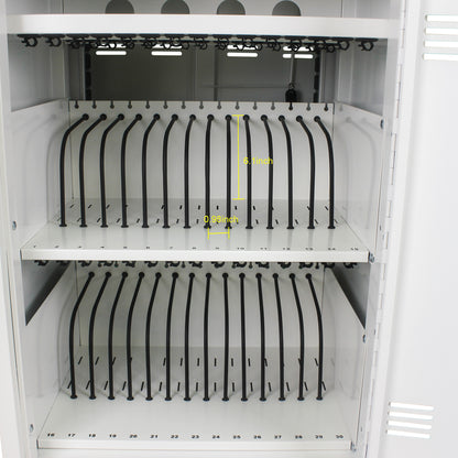 Mobile Charging Cart and Cabinet With Combination Lock - White