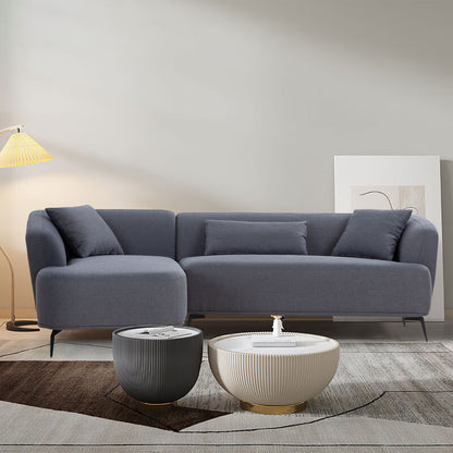 Elegant Comfort L-Shape Lounge Sofa - Dark Gray