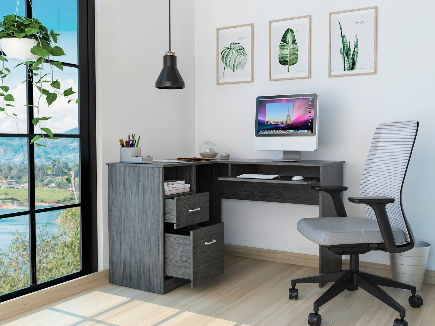 Oakwood L-Shaped Computer Desk