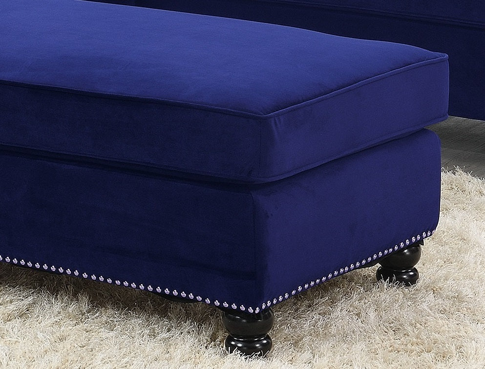 Cocktail Ottoman Wooden Legs - Blue