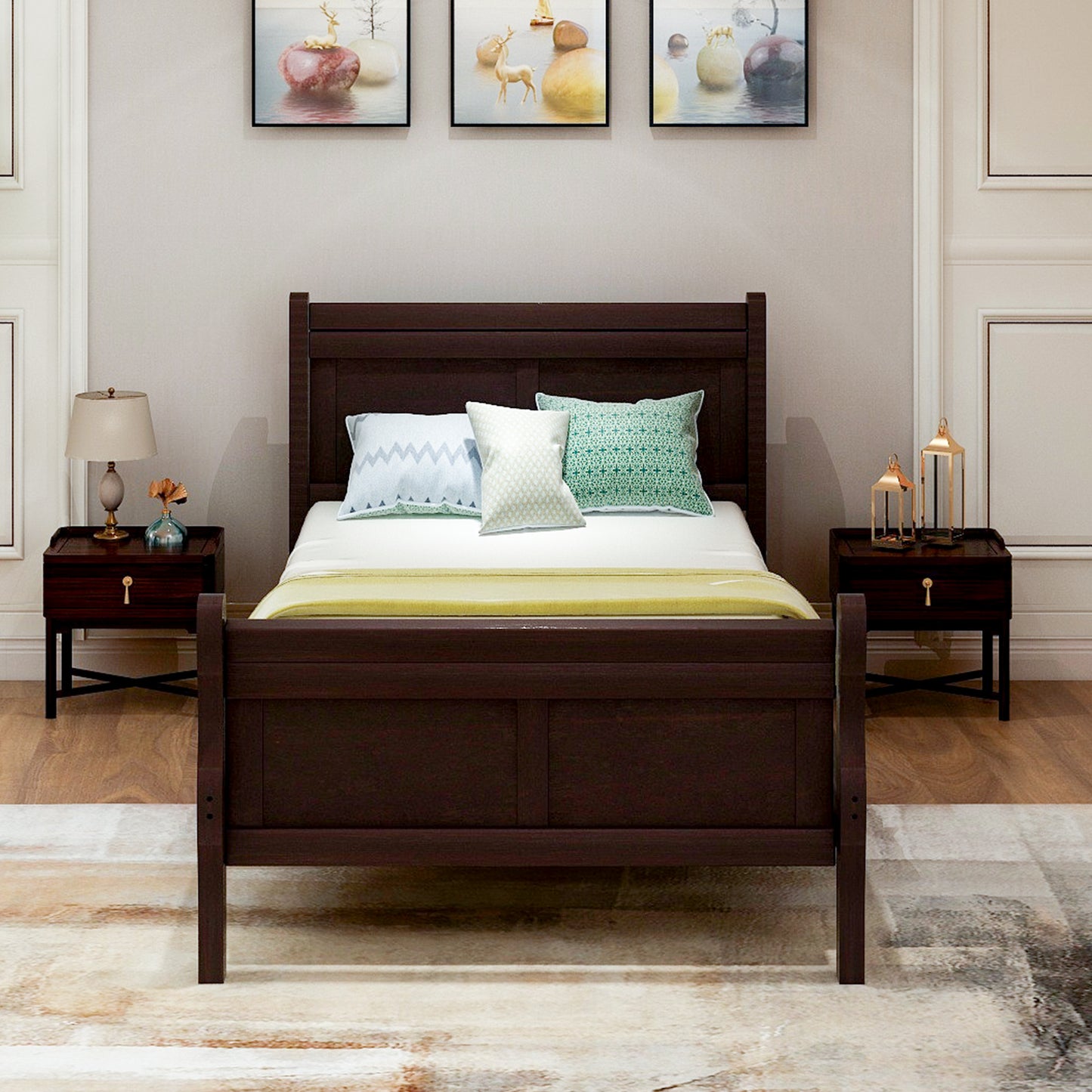 Urban Fusion Twin Size Wood Platform Bed - Espresso