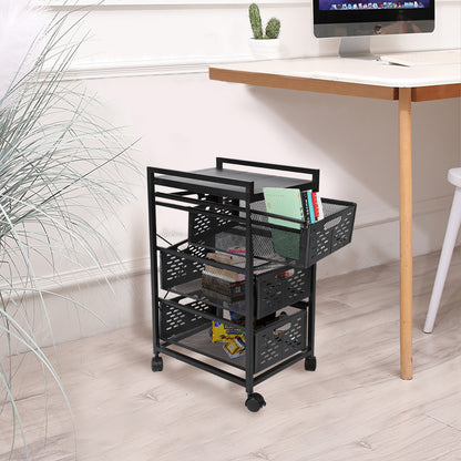 Mesh Steel Office File Cabinet - Black