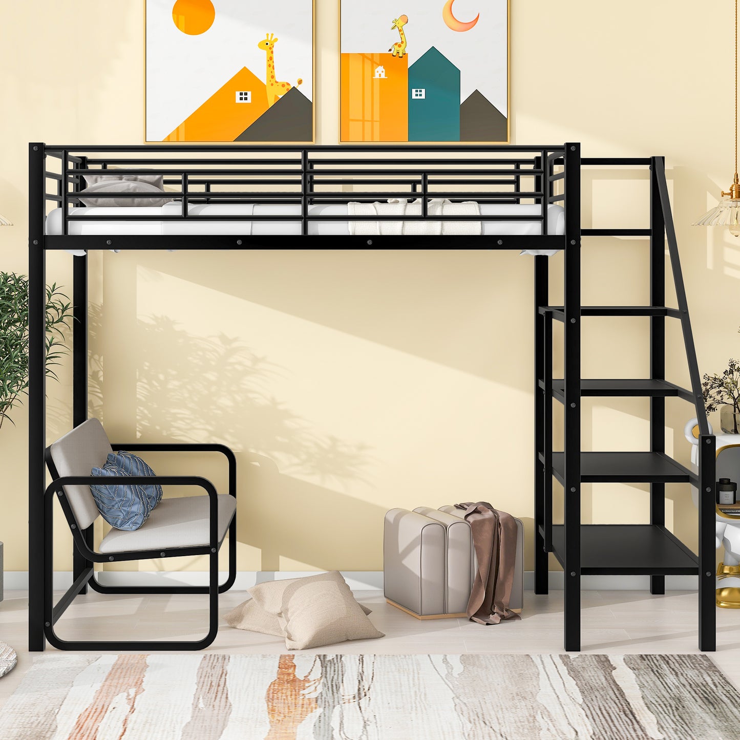 Black Beauty Loft Bed With Bench