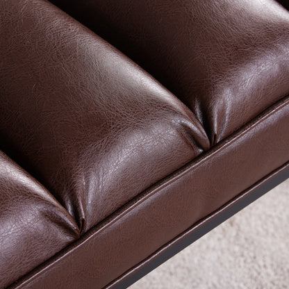 Metal Base Upholstered Bench - Dark Brown