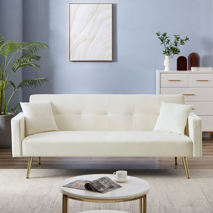 Fuco Convertible Velvet Sofa Bed - Cream White