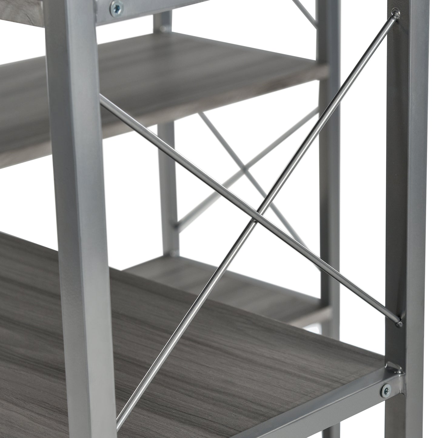 L-Shaped Corner Bookcase - Silver+Grey