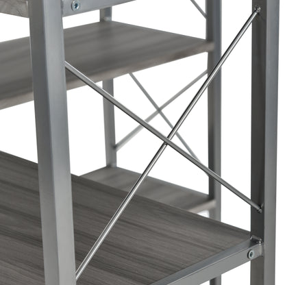 L-Shaped Corner Bookcase - Silver+Grey