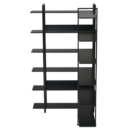Stainless Steel Frame Corner 6-tier Shelves - Black