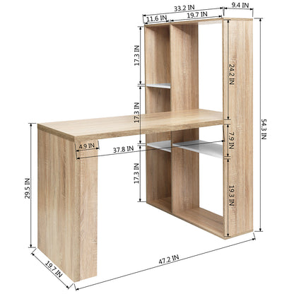 Computer desk L-shape ith shelves - OAK