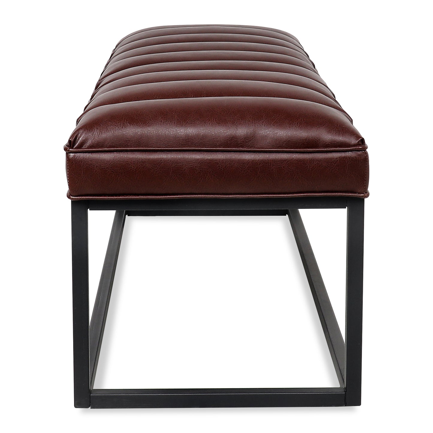 Metal Base Upholstered Bench - Dark Brown