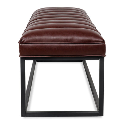 Metal Base Upholstered Bench - Dark Brown