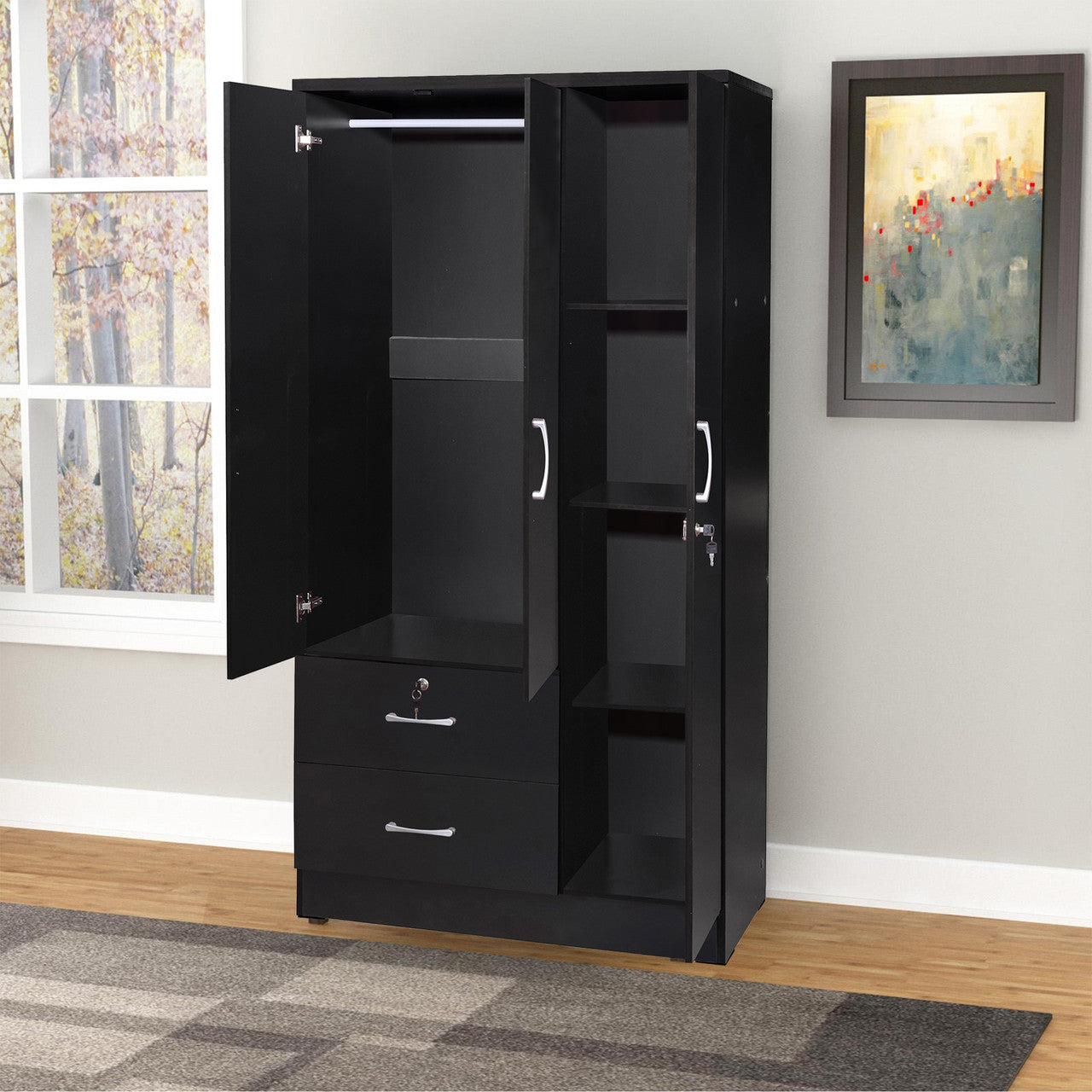 Go Green Woods Symphony Wardrobe Armoire Closet with Two Drawers