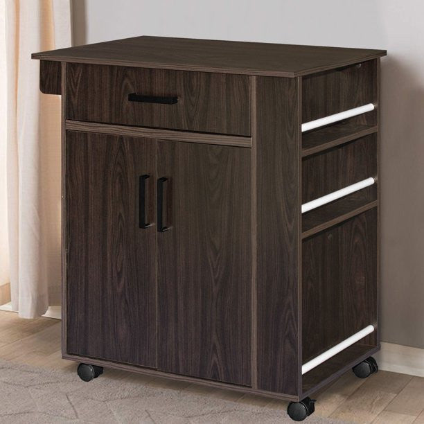 Go Green Woods Shelby Rolling Kitchen Cart with Storage Cabinet