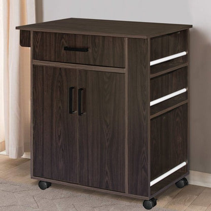 Go Green Woods Shelby Rolling Kitchen Cart with Storage Cabinet