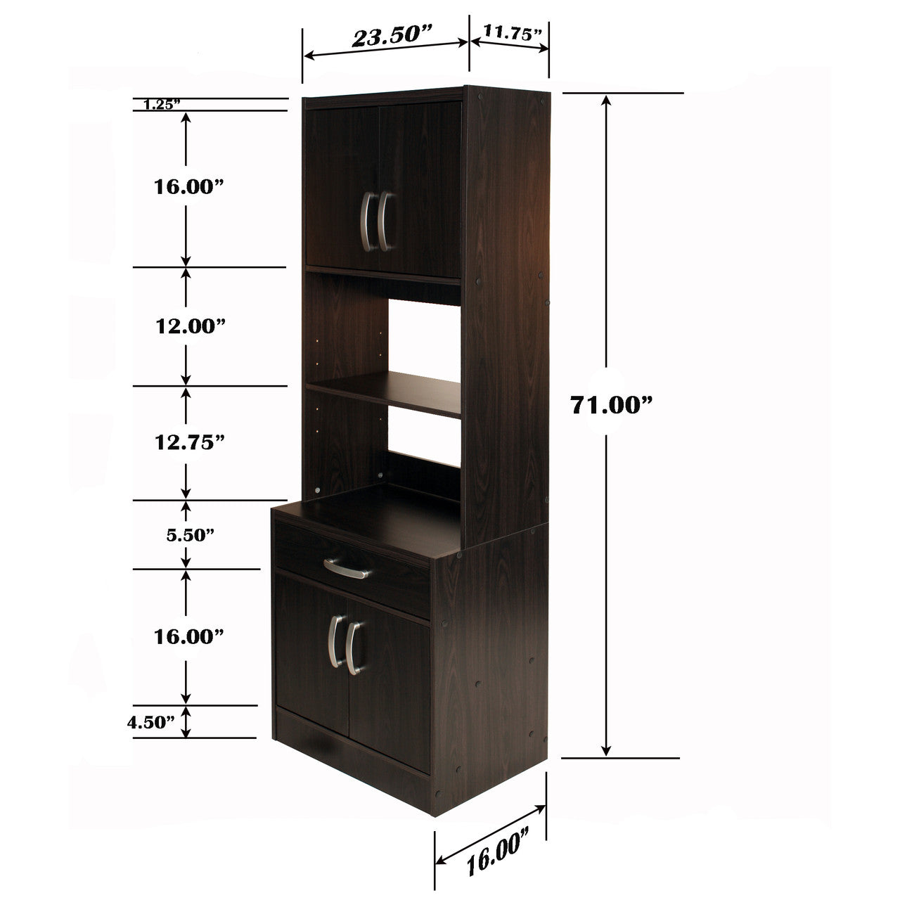 Go Green Woods Shelby Tall Wooden Kitchen Pantry