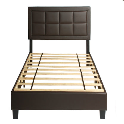 Go Green Woods Elegant Faux Leather Upholstered Panel Bed Twin