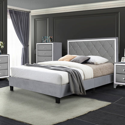 Go Green Woods Monica Velvet Upholstered Full Platform Bed