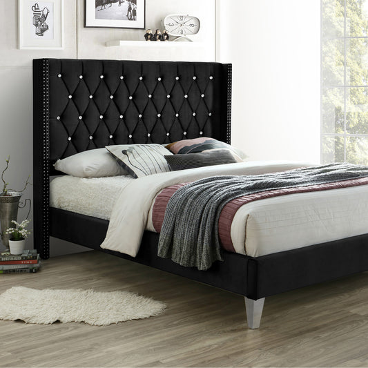Go Green Woods Alexa Velvet Upholstered Full Platform Bed