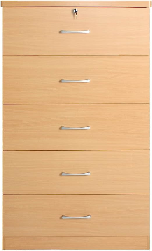Go Green Woods Olivia Wooden Tall 5 Drawer Chest in Dark Sonoma Oak