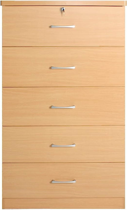 Go Green Woods Olivia Wooden Tall 5 Drawer Chest in Dark Sonoma Oak