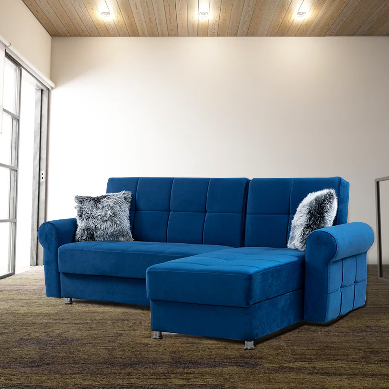 Paris Navy Reversible Sectional Sofa