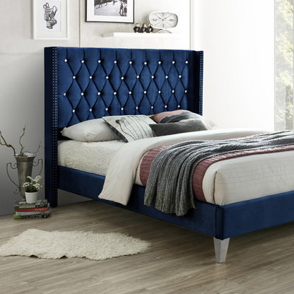 Go Green Woods Alexa Velvet Upholstered Queen Platform Bed