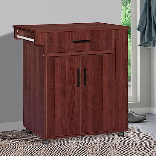Go Green Woods Shelby Rolling Kitchen Cart with Storage Cabinet