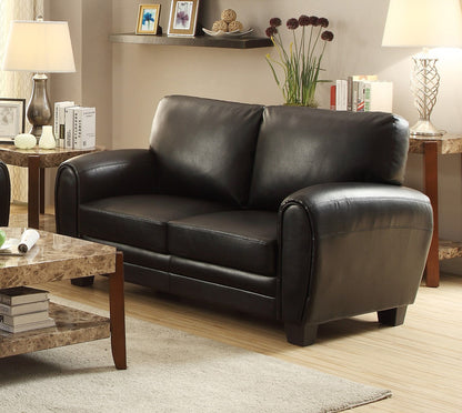 Retro Chic Black Faux Leather Loveseat
