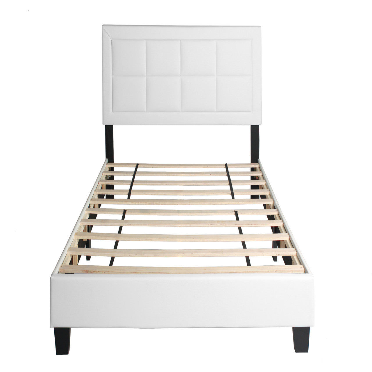 Go Green Woods Elegant Faux Leather Upholstered Panel Bed Twin