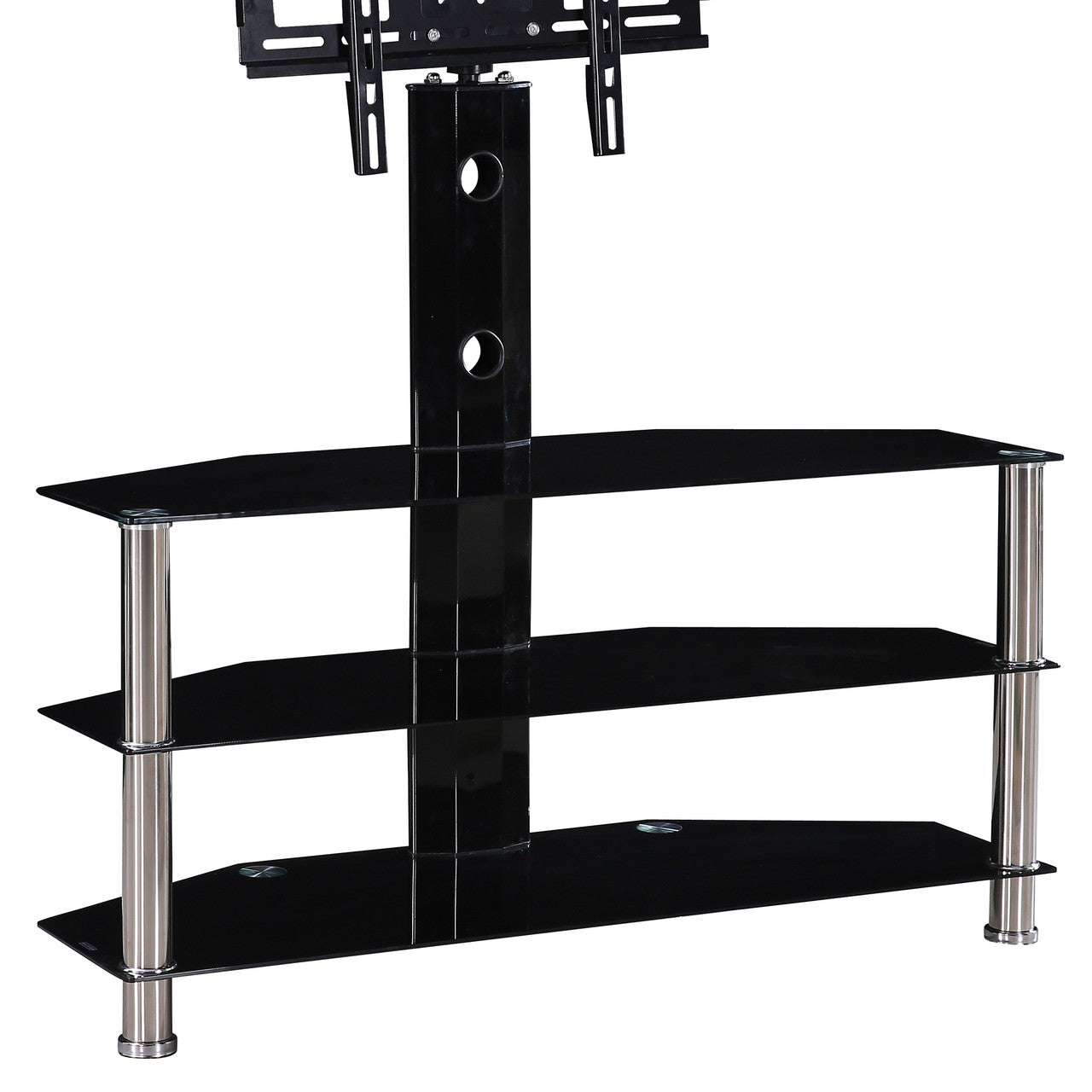 Go Green Woods Ella Swivel Mount Black Glass TV Stand for up to 55-inch TV