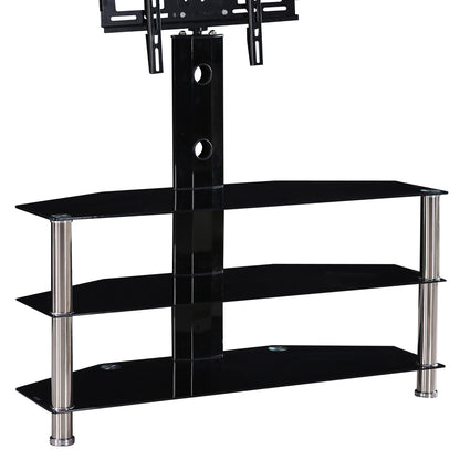 Go Green Woods Ella Swivel Mount Black Glass TV Stand for up to 55-inch TV
