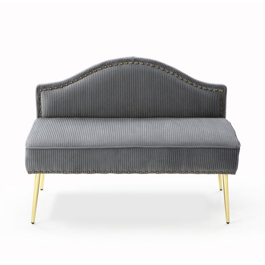 Pleated Velvet Mid-Century Loveseat in Grey