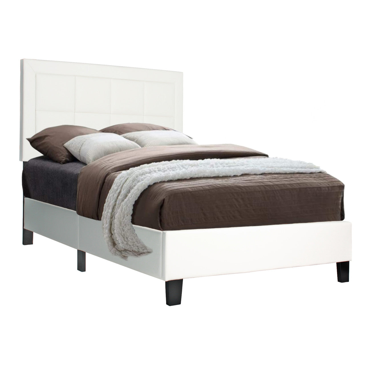 Go Green Woods Elegant Faux Leather Upholstered Panel Bed Twin