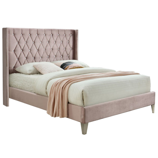 Go Green Woods Alexa Velvet Upholstered Queen Platform Bed