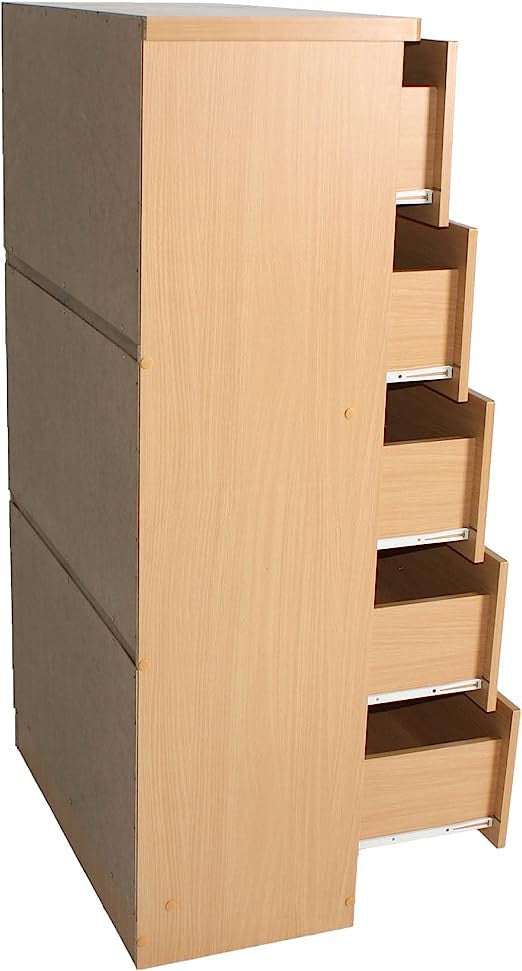 Go Green Woods Olivia Wooden Tall 5 Drawer Chest in Dark Sonoma Oak