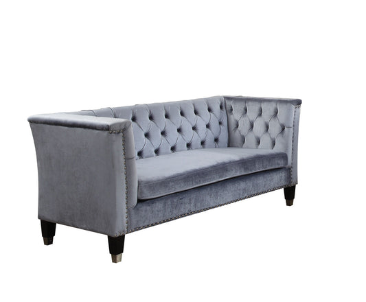 Luxurious Blue-Gray Velvet Honor Loveseat