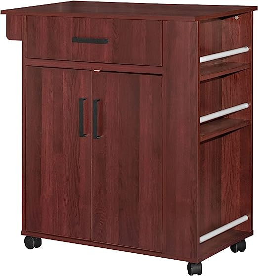 Go Green Woods Shelby Rolling Kitchen Cart with Storage Cabinet