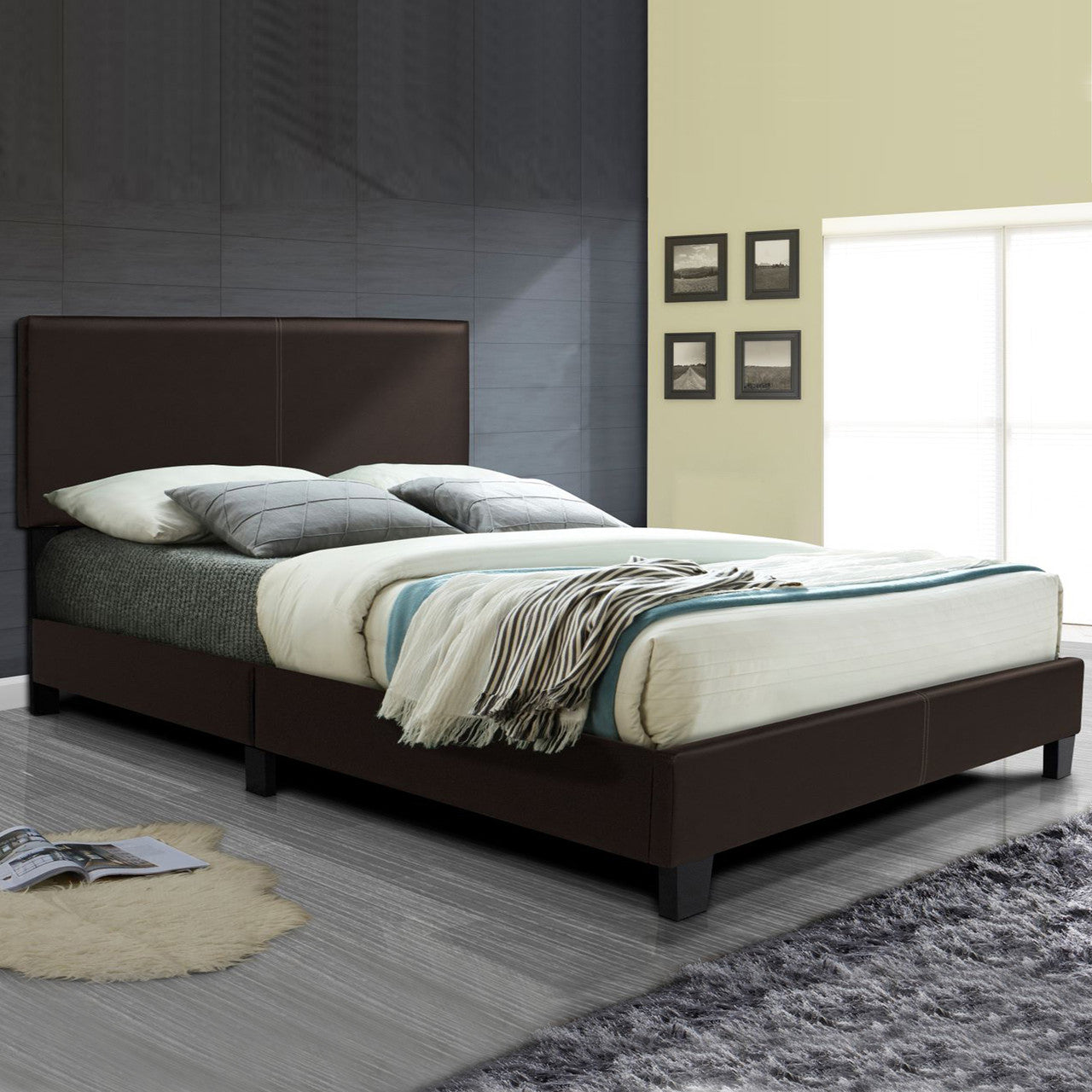 Go Green Woods Nora Faux Leather Upholstered Full Panel Bed